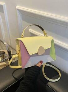Color Block Mini Patchwork Handbag, Spring/Summer New Casual Flap Cover Shoulder Bag, Shopping/Travel Crossbody Small Bag For Phone, Cosmetics - Multicolor - View 14