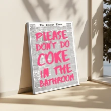 1 Pc Frame Please Don'T Do In The Bathroom Poster Funny Pink Letter Toilet Wall Art Cute Minimalist Black And White Prints For Bath Home Bedroom Dorm Wall Decor - màu đen - Xem 6