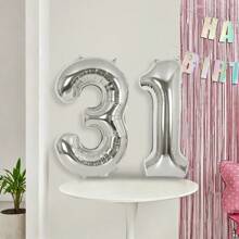 40 英寸银色数字铝箔气球，大尺寸数字气球适用于生日派对、婚礼、周年纪念、新年、圣诞节、情人节装饰和摄影背景