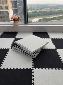 12pcs Pink Linen Patchwork Floor Mats, 12*12*0.39 Inch Small Size Carpet Tiles, DIY Patchwork Rug, Bedroom Carpet, Room Decor Carpet, Living Room Carpet Tiles, Game Room Mat, EVA Backing & Linen Front, Washable, For Home Use