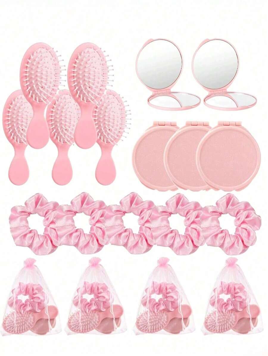 4 件/8 件/12 件/16 件/20 件婴儿送礼会粉色派对礼品套装 - 新娘送礼会礼物、弹力发圈、镜子、发刷、网眼礼品袋、婚礼发饰、求婚、生日派对用品、返校情人节 - 彩色 - 查看 1