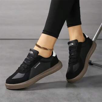 Women's Korean Style Casual Sneakers, Retro American Low Top Lace-Up Athletic Shoes, Versatile Daily Wear