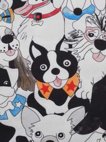 Women's Spring & Summer Cartoon Dogs V-Neck Scrub Short Sleeve Nurse Uniform Tops With Pockets For Women - Multicolor - View 5