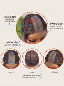 U-Shape Lace Wig 4*2 24 Inch Brown Straight Hair Synthetic Fiber Heat Resistant Wig Elastic Mesh Cap Suitable For All Human Full Machine Made For Everyday Parties, High Quality Women Natural Beauty Synthetic Soft Fake Fiber Hair - Brown - View 8