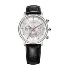 Deesio 1 pieza Reloj de cuarzo casual para hombres con correa de cuero, caja de acero inoxidable 316L, mejor opción de regalo