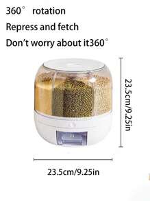 1 pieza Balde multifuncional y giratorio para almacenar cereales y granos con compartimentos, recipiente hermético para arroz y granos para la cocina, decoración y almacenamiento