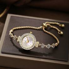 1 件学生数字圆形表盘精致石英表，配有可调节表带，适合作为情人节礼物 - 均碼 - 查看 7