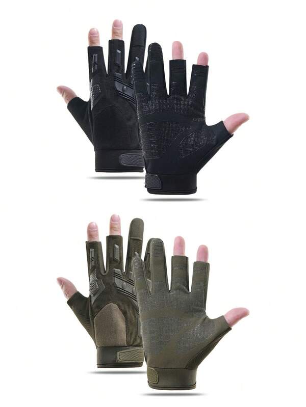 1 Pair Men's Three-Finger Tactical Gloves, Suitable For Fishing, Cycling, Sports Training, Anti-Slip And Wear-Resistant, Motorcycle Gloves