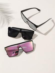 3 piezas Gafas de moda con marco cuadrado, aptas para ciclismo, conducción y estilo punk