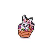 5pcs Easter Eggs Silicone Beads, DIY Jewelry Making Accessory, Cartoon Rabbit Pen, Keychain Spherical Silicone Beaded Charm