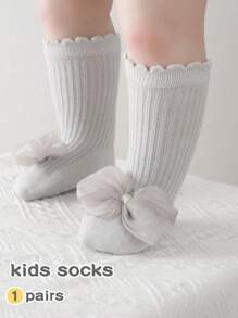1 Pair Toddler Girls' Bow Decor Anti-Slip Princess Socks For Indoor Crawling & Trampoline Use, Spring/Summer - Multicolor - View 16