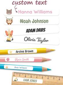 180pcs/120pcs/60pcs/30pcs Customized Stationery Stickers, Customized Transparent Waterproof Name Labels, Water Bottle Stickers, Pencil Stickers, Cute Adhesive, Colorful Customized Name Stickers, Suitable For School Supplies, Personalized Stickers For Water Bottles, Lunch Boxes And Personal Items, Great For Daycare, Camping And Sports Activities