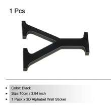 黑色字母墙贴 A-Z - 单个字母高度 4 英寸/6 英寸/8 英寸，亚克力镜面，带 0.4 英寸厚泡沫背衬。双层设计呈现 3D 立体效果；单层设计更显简约。自带背胶，可粘贴于墙面或玻璃上。撕下保护膜即可呈现镜面效果。 - 黑色 - 查看 10