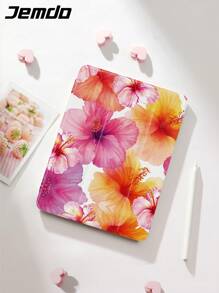 Husă de protecție pentru tabletă cu model de flori de hibiscus, compatibilă cu iPad 10.2 inch, iPad Pro 2021/2020, iPad a 9-a/10a generație, Galaxy Tab A8 10.5 inch 2022, Matepad 10.4/Tab, rezistentă la șocuri, cu slot pentru creion, suport Sleep/Wake - Multicolor - Vizualizare 1