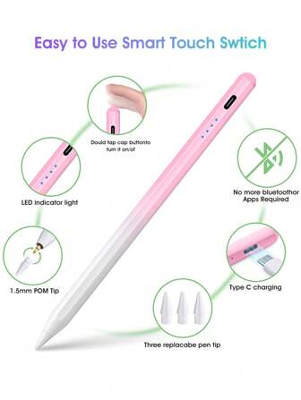 Easypie Selection 1支通用电容笔，适用于手机和平板电脑，主动式触控电容笔，适用于安卓和苹果iPad，触控精准，书写流畅，高端电容笔（不适用于电阻屏和电磁屏平板电脑）。