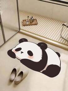 1pc Cute Panda Bathroom Mat, Quick Dry Water Absorbent Non-Slip Diatomaceous Earth Mat, Bathroom Decoration, Shower Mat, Easy To Clean, Suitable For Bathroom, Kitchen, Entryway, Etc., Universal Holiday Decoration