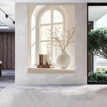 1pc Modern Floral Vase Art Canvas Poster - Unframed White Wall Decor For Living Room And Bedroom, Peaceful Window View Design With Spring/Winter Theme, Lovely Room Decoration Gifts Birthday Graduation - Multicolor - View 8