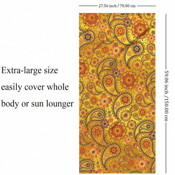 1pc Bohemian Style Mandala Patterned Chiffon Beach Towel Skirt - Lightweight, Semi-Sheer, Versatile Wear As Hoodie Or Sarong, Polyester, Rectangular For Women