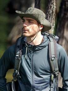 1 Pc Men's Summer Outdoor Fishing Sun Hat, UV Protection Breathable Wide Brim Bucket Hat For Fishing, Hiking