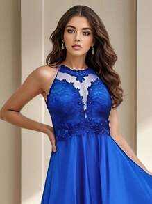 Grife Velasco Princess Long Party Dress With Embroidery And Shiny Graduation - Royal Blue - View 5