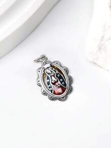 1pc Simple Unique 925 Sterling Silver Enamel Virgin Of Guadalupe DIY Pendant Women Fine Jewelry Gift