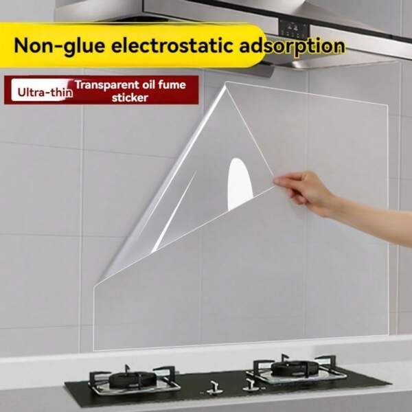 PP Electrostatic Adhesive Wall Film (1 Roll) - Waterproof, Oil-Proof, No Glue, Removable & Reusable - Perfect For Kitchen Backsplash, Tiles, Dorm Decor, Cabinets - Easy To Clean, No Residue Kitchen Accessories Kitchen Items Kitchen Decor Wall Paper Wallpaper Wall Decor Wall Stickers Wall Sticker