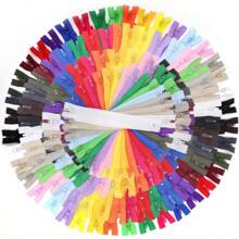 70/100pcs Mixed Size 20cm/7.87in Nylon Coil Zipper Bulk With Zipper Presser Foot For Sewing Craft(25 Color Zippers)