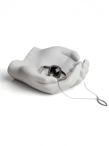 1pc Creative Two Handed Tray Design Plate DIY Bracelet Bead Plate Bracelet Necklace Jewelry Threading Tool Gypsum Display Tray Minimalist Black Decorative Vase Decoration, Modern Home Decor For Living Rooms And Bedrooms, Centerpiece, Mother's Day Gift, Graduation Gift, Wedding Decoration - White - View 4