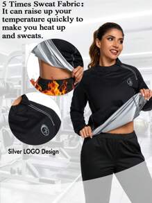 1PC Slim Sauna Suit For Women Weight Loss Sauna Top Sweat Sauna Jacket For Daily Life Sporty Gym - Black - View 3
