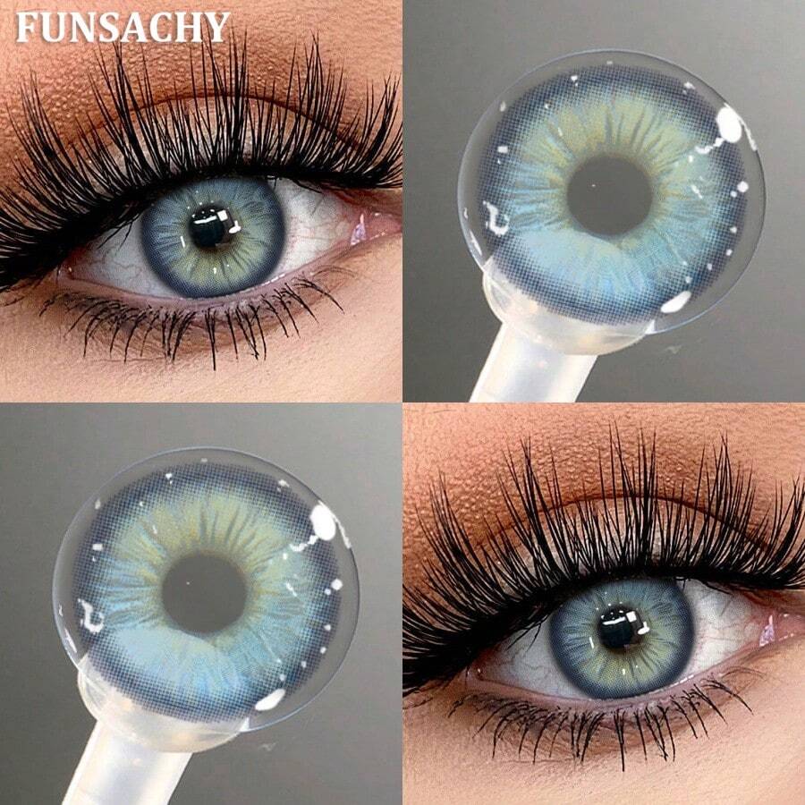FUNSACHY 1 Pair Colorcon Contact Lenses For Eyes Beautiful Lenses Cosmetics Gray Pupils Blue Color Lens Big Eyes Contacts Lens Yearly Halloween Costume Cosplay
