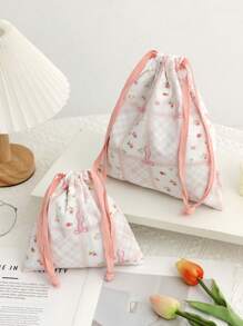 1 件新鲜花卉抽绳化妆包大号化妆包化妆包女士洗漱用品收纳袋旅行洗漱包可重复使用农产品袋带抽绳的平纹细布袋用于购物和存储礼品、体操手袋艺术手袋抽绳袋抽象艺术袋运动员绳袋用于手袋鞋毛巾和日常使用的珠宝礼品袋用于婚礼派对回礼品