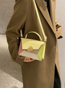 Color Block Mini Patchwork Handbag, Spring/Summer New Casual Flap Cover Shoulder Bag, Shopping/Travel Crossbody Small Bag For Phone, Cosmetics - Multicolor - View 8