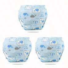 3 pièces Couche-culotte d'entraînement pour bébé et protection de couche lavable, sous-vêtement d'entraînement respirant 6 couches, couches en gaze respirantes pour toutes les saisons, couche-culotte d'entraînement pour enfants, couche-culotte lavable pour bébés, sous-vêtement d'entraînement lavable pour filles et garçons en formation à la propreté