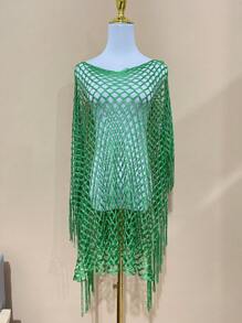 1 pièce Étole femme tricotée à la mode et polyvalente, motif ajouré, convient pour le printemps/été, la plage et comme protection solaire