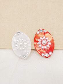 2 piezas de Clip lateral de acetato con estilo de palacio rojo y blanco, accesorio de pelo versátil con perlas