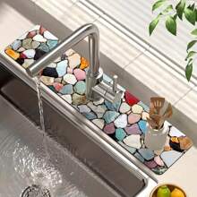1 件彩色快干水龙头垫，适用于厨房和浴室水槽的聚酯防潮防滑排水垫，水龙头吸盘垫，适用于浴室台面的干燥垫，厨房和浴室柜台配件 - 彩色 - 查看 1