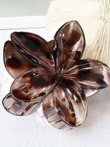 1/2/3 件女士简约焦糖色亚克力花爪夹马尾辫发饰，优雅百搭头饰，适合日常佩戴