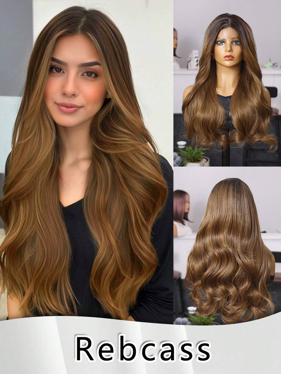 U-Shape Lace Wig 4*2 24 Inch Brown Straight Hair Synthetic Fiber Heat Resistant Wig Elastic Mesh Cap Suitable For All Human Full Machine Made For Everyday Parties, High Quality Women Natural Beauty Synthetic Soft Fake Fiber Hair - Brown - View 1