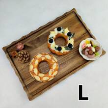 1 pieza Bandeja de servir de madera rústica, plato de aperitivos ondulado de 13.3in/10.2in, apropiado para cena, té, bar, desayuno o cualquier tipo de bandeja de comida, aplicable para fiestas, bar, restaurante, cocina, cama, boda, Navidad, Día de San Valentín, Día de la Madre, Halloween, regalo para mamá, regalo para amigos