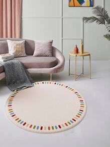 1pc Soft & Durable Faux Wool Round Area Rug, Leaf Wreath Print Design, Soft & Comfortable, Washable, Suitable For Bedroom, Living Room, Play Mat, Bedroom Decor, Area Rug, Vanity Mat, Home Decor, Holiday Decor - Multicolor - View 4