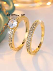 2 piezas Anillos de piedra oval de novia de lujo, juego de joyas de anillos de compromiso y boda de color negro dorado con circonita cúbica blanca (la caja de anillo es solo un accesorio para fotografía)