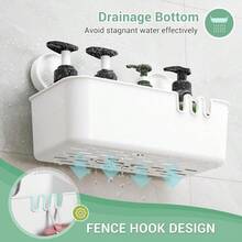 Luxear Repisas Baño, Organizador Ducha con Ventosaíble Soporta 10 kg, Estantes Sin Perforación Soporte Potente, Cesta Almacenaje Montaje en Pared, Uso en Baño/Cocina/Hoteles - 2 Piezas - Ver 2