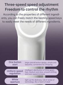 Wireless Rechargeable Hand Mixer - 3-Speed Cordless Whisk For Baking, Whipping Cream And Cooking, Compact Design With Auto Shut Off, Great For Home Bakers