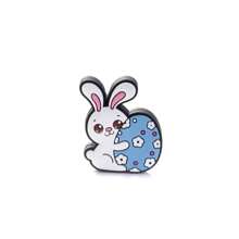 5pcs Easter Eggs Silicone Beads, DIY Jewelry Making Accessory, Cartoon Rabbit Pen, Keychain Spherical Silicone Beaded Charm