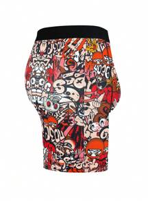 RANDOM 3 Pieces Men's Extended Printed Underwear, High Elasticity Printed Underwear, Comfortable Underwear, Sports Shorts, Underwear, Casual Underwear, Underwear, Plus Size Shorts, Underwear, Boyfriend Gift, Husband Gift, Fashion Surprise Gift - Multicolor - View 3