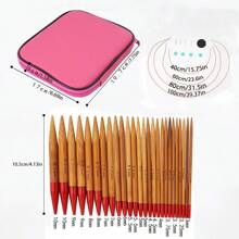 Set de 13 agujas circulares de bambú carbonizado desmontables con accesorios en una bolsa, herramienta para tejer suéteres