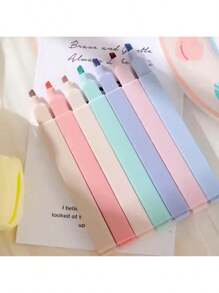 Aesthetic Highlighters,Soft Pastel Colors,Assorted Colors,School Supplies Soft Tip Colorful Handbook Markers Student Classroom Focus Underlining Markers(6 Pieces Will Be Shipped In Random Colors.),Highlighters>Pastel,Highlighter>Pastel,Random Stuff,Plumones,Coloring Markers,Markers For School,Highlighter>Pastel,Back To School