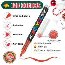 120 Colors Set Acrylic Paint Pens Pencil Brush Markers Pen, No Pressing Professional Rock Painting Stone Art Supplies Drawing - Sets - View 3