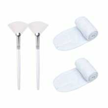 Facial Headband Face Mask Brush Set, Adjustable Towel Wrap, Soft Fan-Shaped Masks Brush, Non-Fragrance Polyester Brush Handle, Suitable For Normal Skin, ABS Plastic Handle Women Beauty Tool