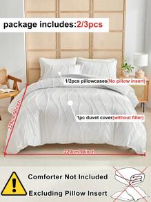 2/3件套白色条纹簇绒提花涤纶被套套装，波西米亚复古时尚床上用品套装，四季皆宜，大号（1个被套+1/2个枕套） - 白色 - 查看 5